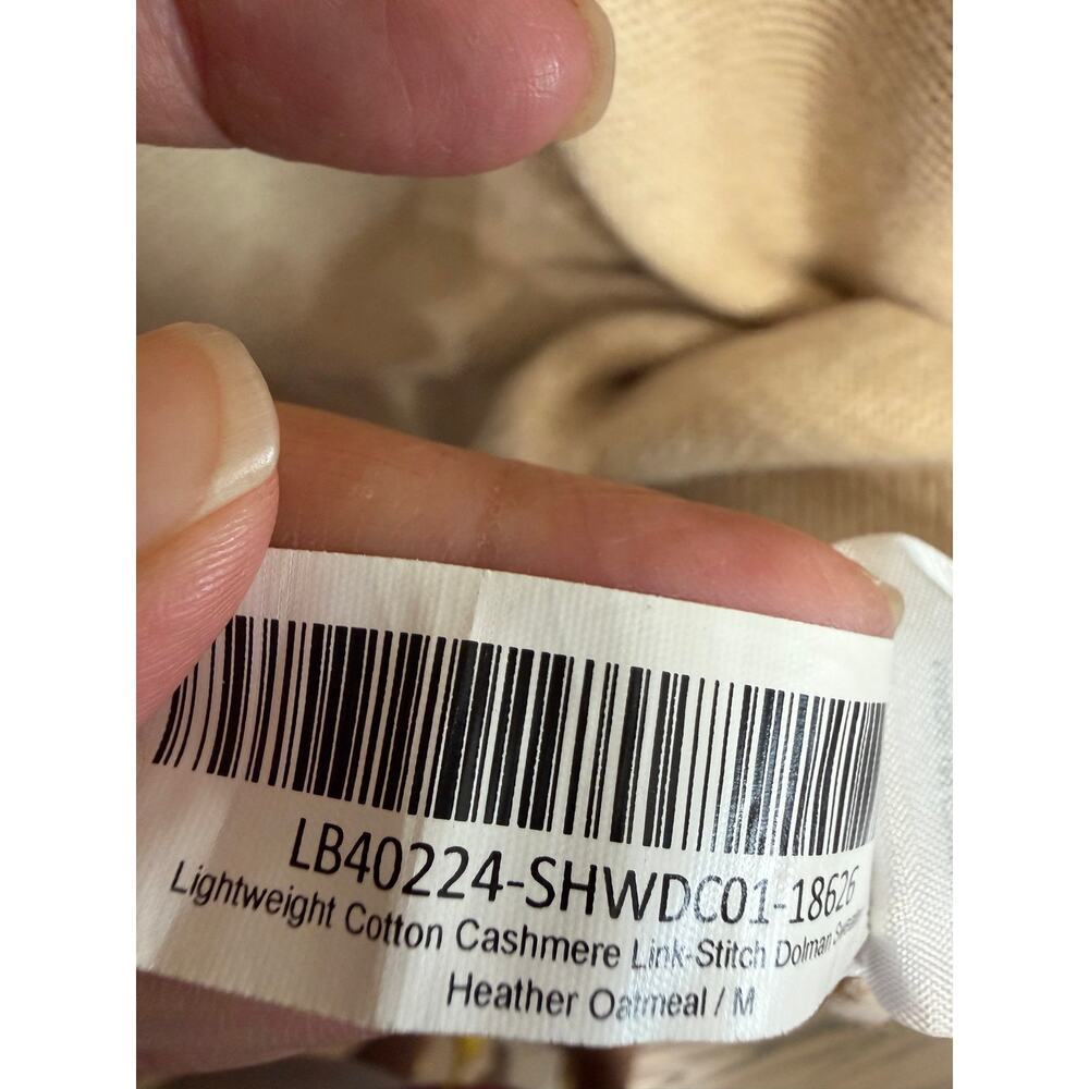 QUINCE Lightweight Cotton Cashmere Link-Stitch Dolman Sweater Heather Oatmeal M - Picture 8 of 11